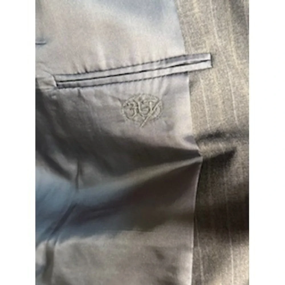 Hickey Freeman Wool Pinstripe Blazer‎ Mens 46R Gray Made in USA